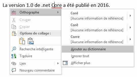 Ajout au dictionnaire Office