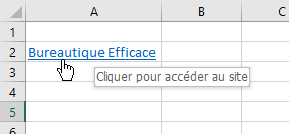 Un lien hypertexte vers une page web dans Excel