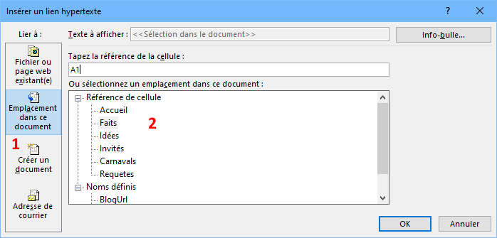 Créer des liens hypertexte vers d'autres feuilles Excel