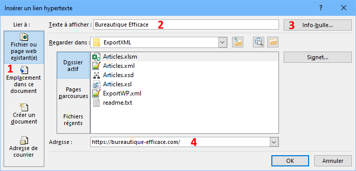 insérer des liens hypertexte dans Excel, vers des pages web ou fichiers locaux