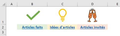 page d'accueil avec liens hypertexte dans Excel