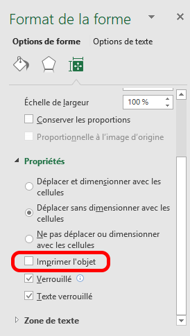 Excel - options de forme