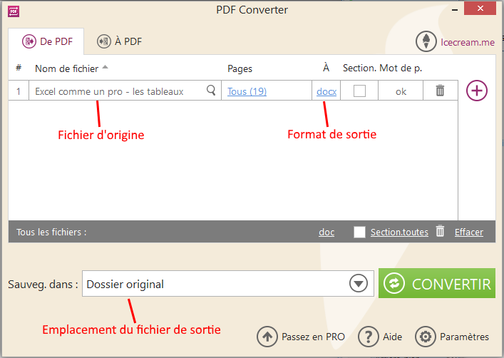 Convertir un PDF en Word avec Icecream PDF Converter