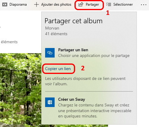 Partager un album photo avec oneDrive