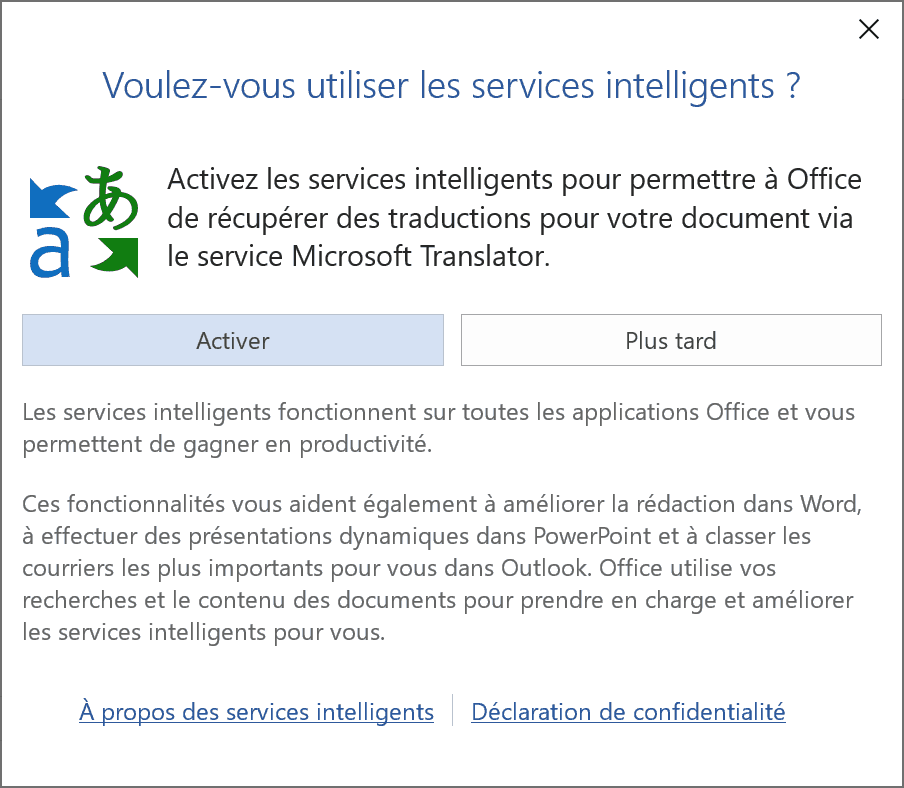 Office - activation services intelligents