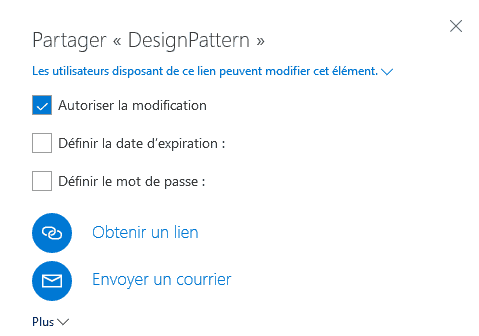 Paramètres de partage de fichiers OneDrive
