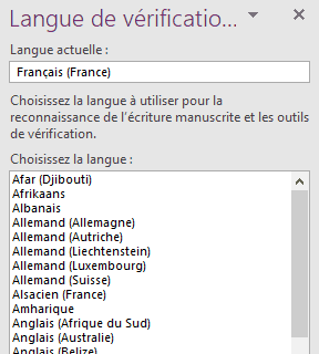 OneNote - langue