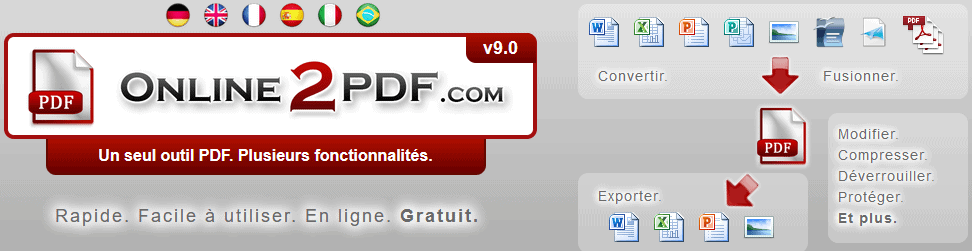 Service en ligne Online2PDF pour convertir un PDF en Word, entre autres