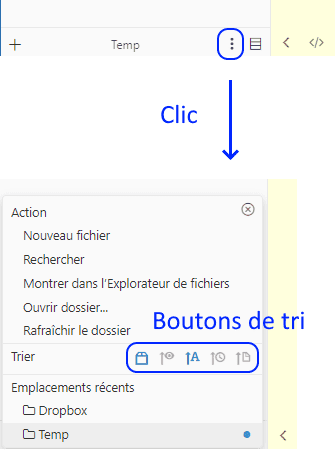 Menu de l'explorateur de fichiers de Typora