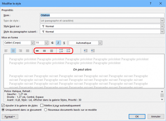 Word - Modifier le style