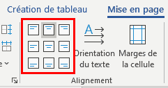 alignement du contenu des cellules d'un tableau Word