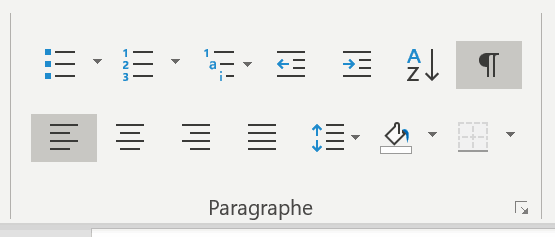 Word - bouton marques de paragraphes