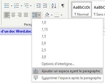 Liste interligne dans Word