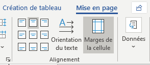 marges de cellules dans un tableau Word