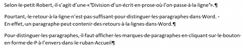 marques de paragraphes dans Word